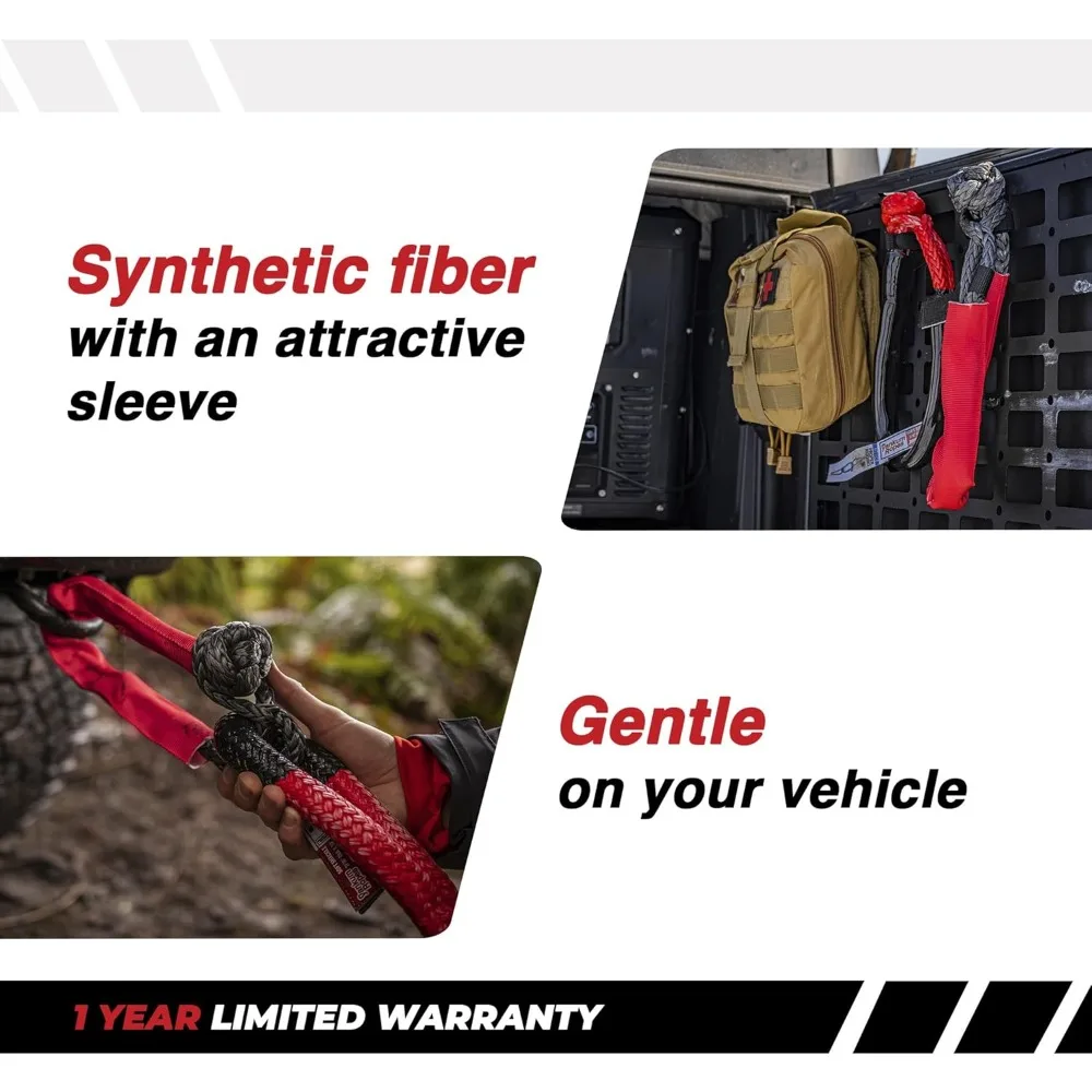 7/16" Soft Shackle w/Chafe Sleeve (Red Chafe Sleeve), Soft Shackles for Recovery kit,Rope Shackle, Soft Shackle Recovery kit