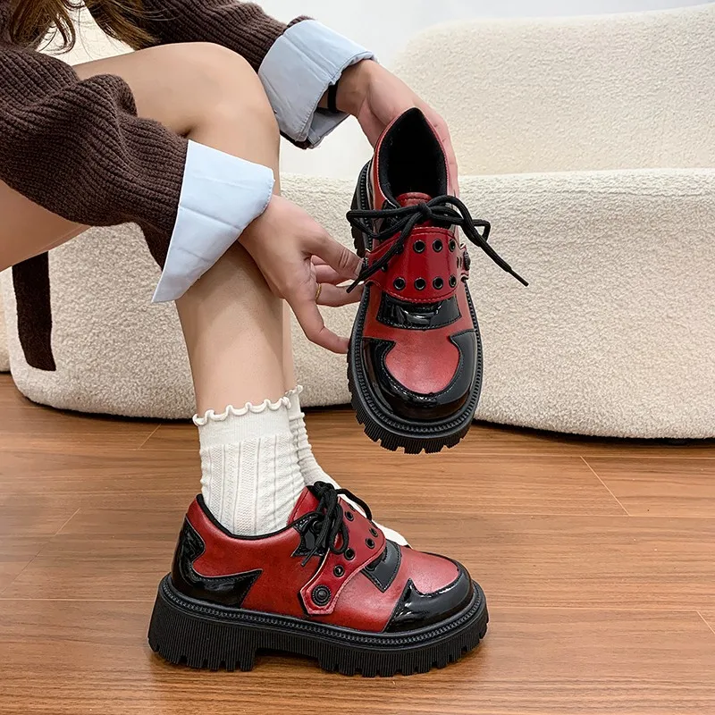 2026 Platform New British Round Toe Foreign Trade Heightened Fashion and Versatile Single Leather Shoes