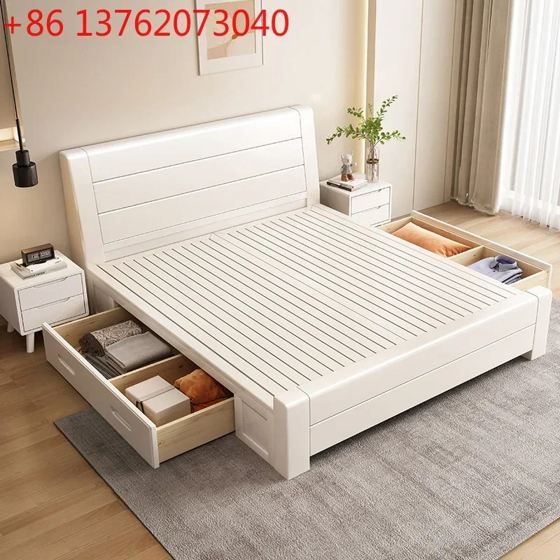 1.8 meters modern double bed Nordic cream household interior bed frames white comfortable cómoda dormitorio bedroom furniture