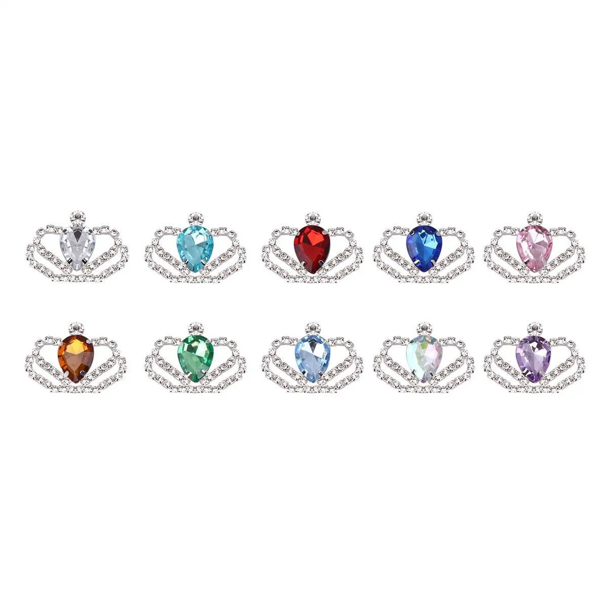 

10Pcs Crystal Crown Decoration Rhinestone Alloy Patch DIY Jewelry Accessory Elegant Decor for Women Party Wedding