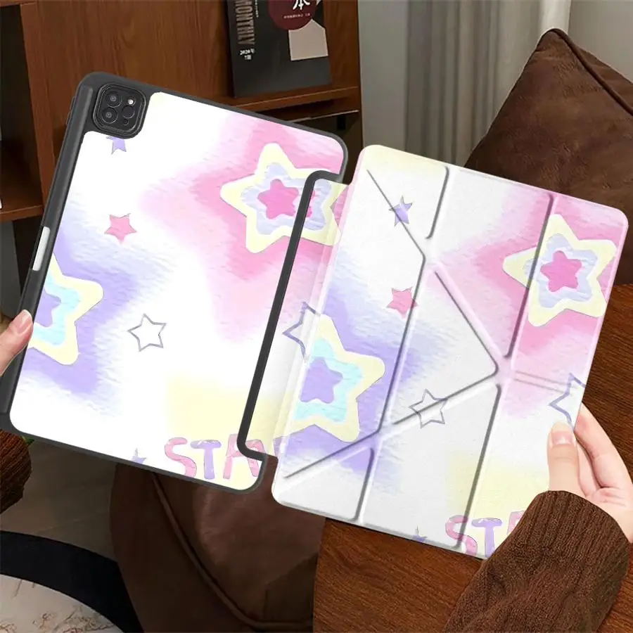 

Чехол для планшета iPad Pro 2025, Pro 11-го, 10-го, 9-го, 8-го, 7-го поколений, 12.9 дюймов, Mini 6, 7, Air 4, 5, M3, M2, M4, 11 дюймов, с держателем, цветной, с пентаграммой