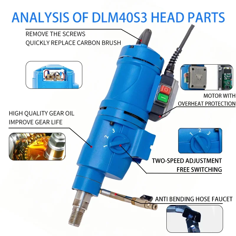 Professional Three-Speed Transmission 405mm Diamond Core Drilling hine Motor ed Tools & Concrete Tools Drilling hine