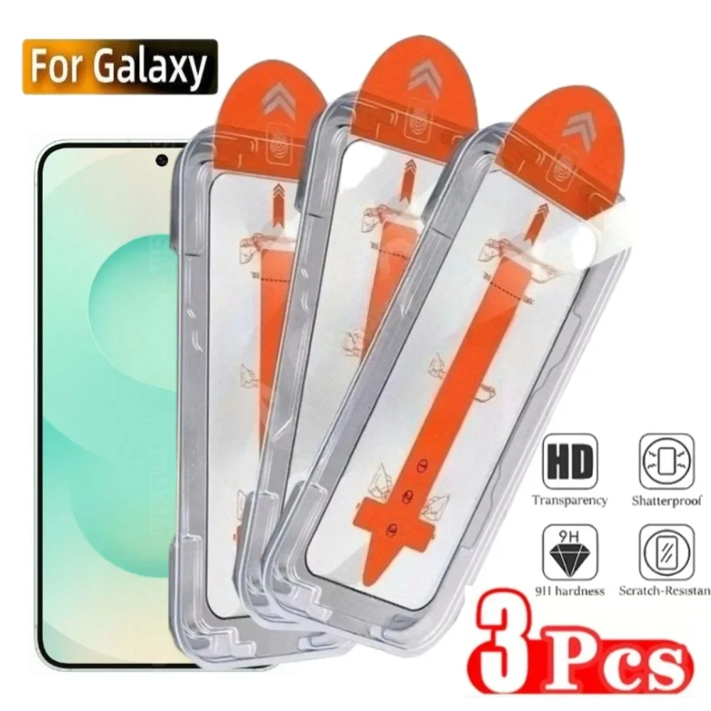3 Stück Full Cover Displayschutzfolie für Samsung Galaxy S25 S24 S23 S21 Ultra S22 S25 Plus S24 FE Staubfrei Installieren gehärtetes Glas