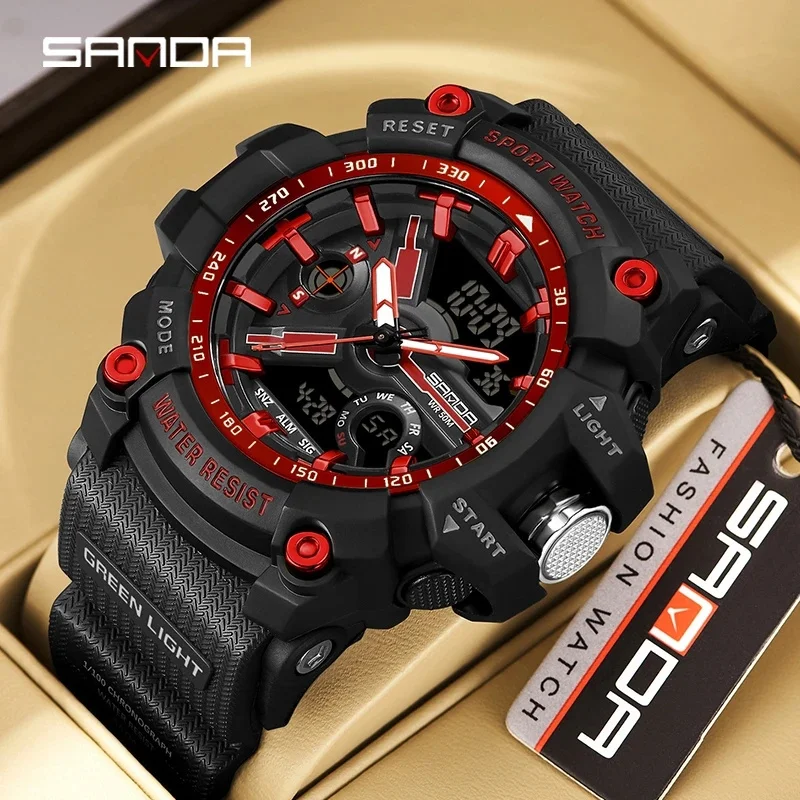 SANDA 3179  New Sports Men\'s Watches 2023 Military Digital Watch Waterproof Wristwatch for Male Clock shock relogios masculino