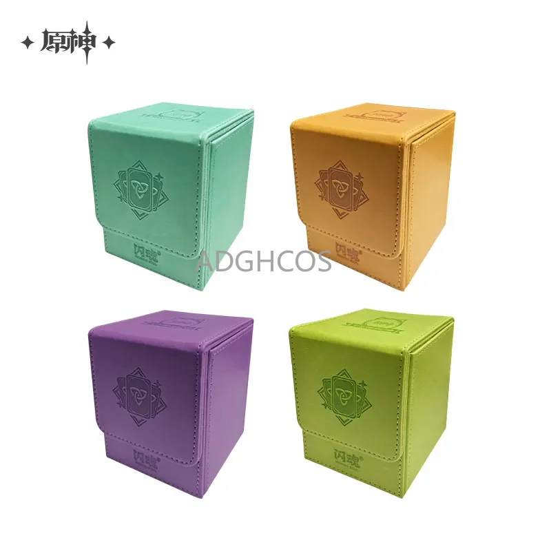 

Оригинальный бокс для карт Genshin Impact TCG с ремешком из натуральной кожи, шелковой подкладкой и гравированной эмблемой – коллекционный подарок для косплея