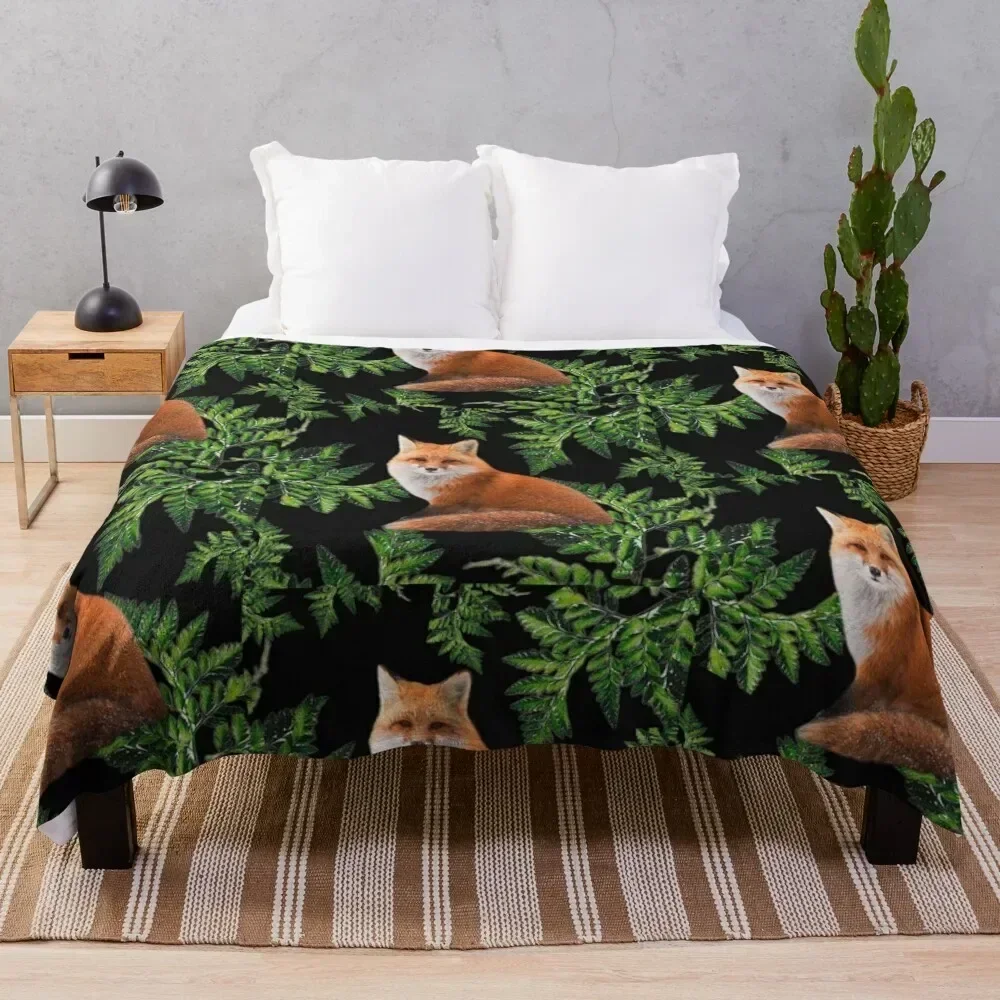 

Gorgeous Fox and fern Throw Blanket Bed Luxury Thicken Sofa Quilt Multi-Purpose Blankets