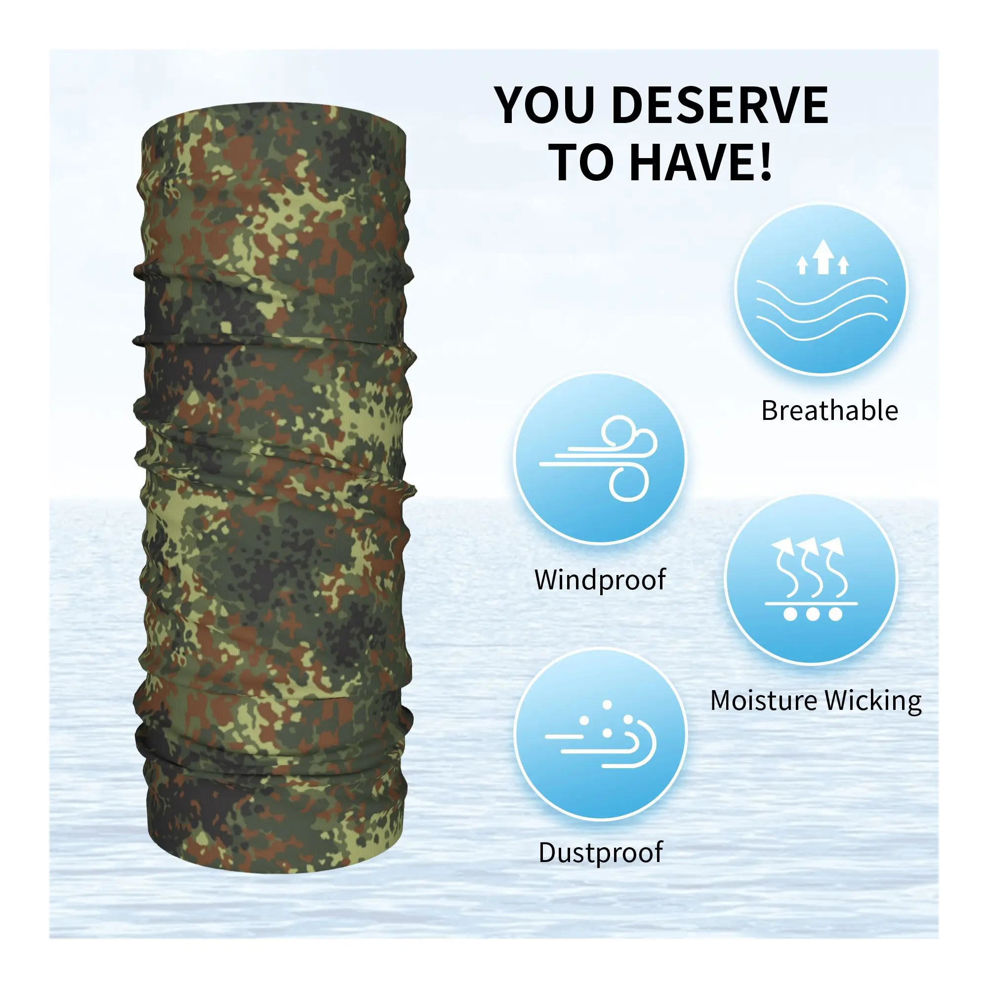 مخصص Flecktarn كامو باندانا الرقبة أدفأ النساء الرجال الشتاء التزلج التنزه وشاح الجراب الجيش العسكري التمويه واقي الوجه