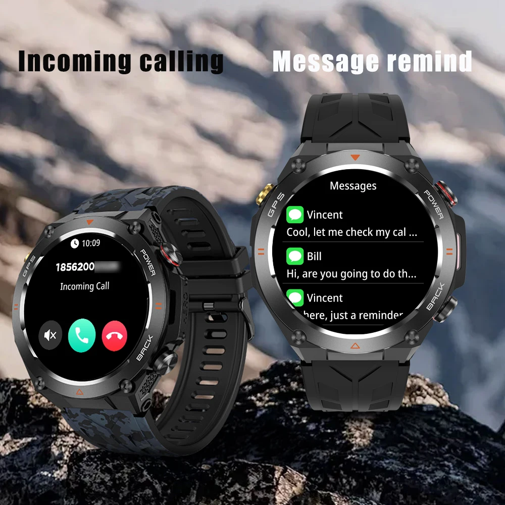 SENBONO 2025 GPS Smartwatch Men Bluetooth Call Compass 650mAh Fitness Traker Sport 1.45-inch Ultra Smart Watch for Android IOS