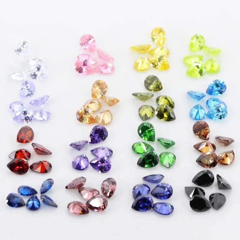 

3A Multicolor Pear Shape Cubic Zirconia Stone Loose Synthetic Gems Beads CZ Stones For Jewelry 2x3~13x18mm AAAAA