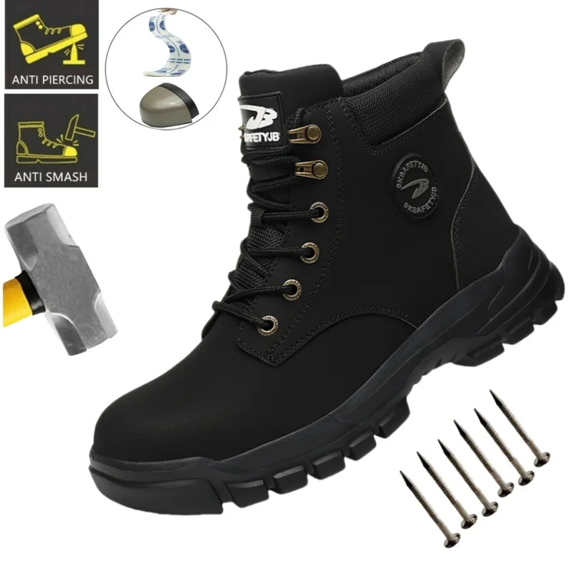 

Waterproof Safety Shoes Work Shoes Steel Toe Men Puncture-protective Work Boots Anti-smash Protect Boots Indestructible Safety