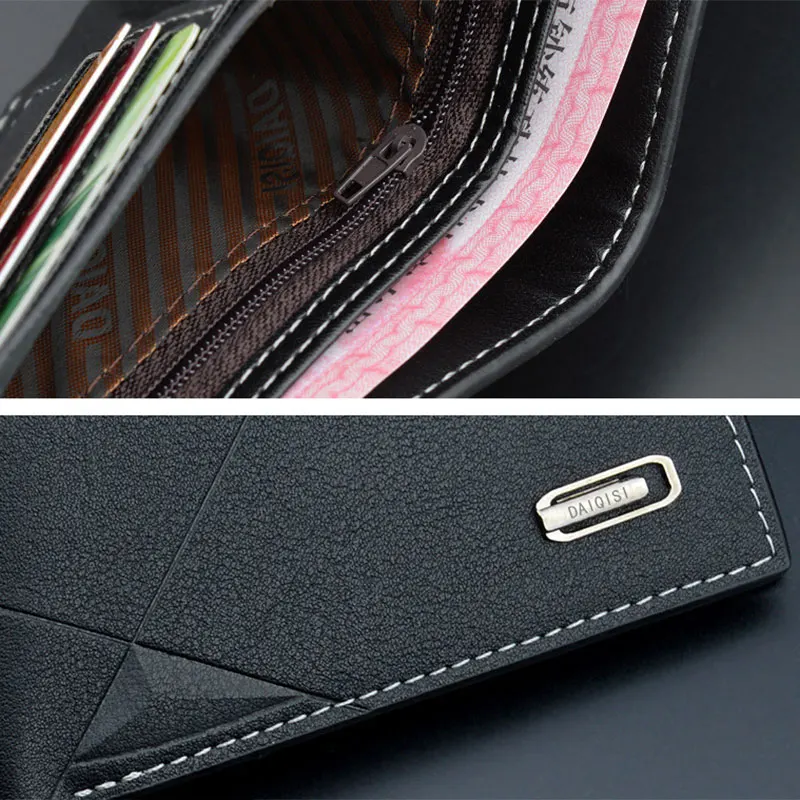 Short Men Wallets Clutch Slim Card Holder Zipper Coin Pocket Mens Print Wallet New Fashion Brand Photo Holder Small Male Purses