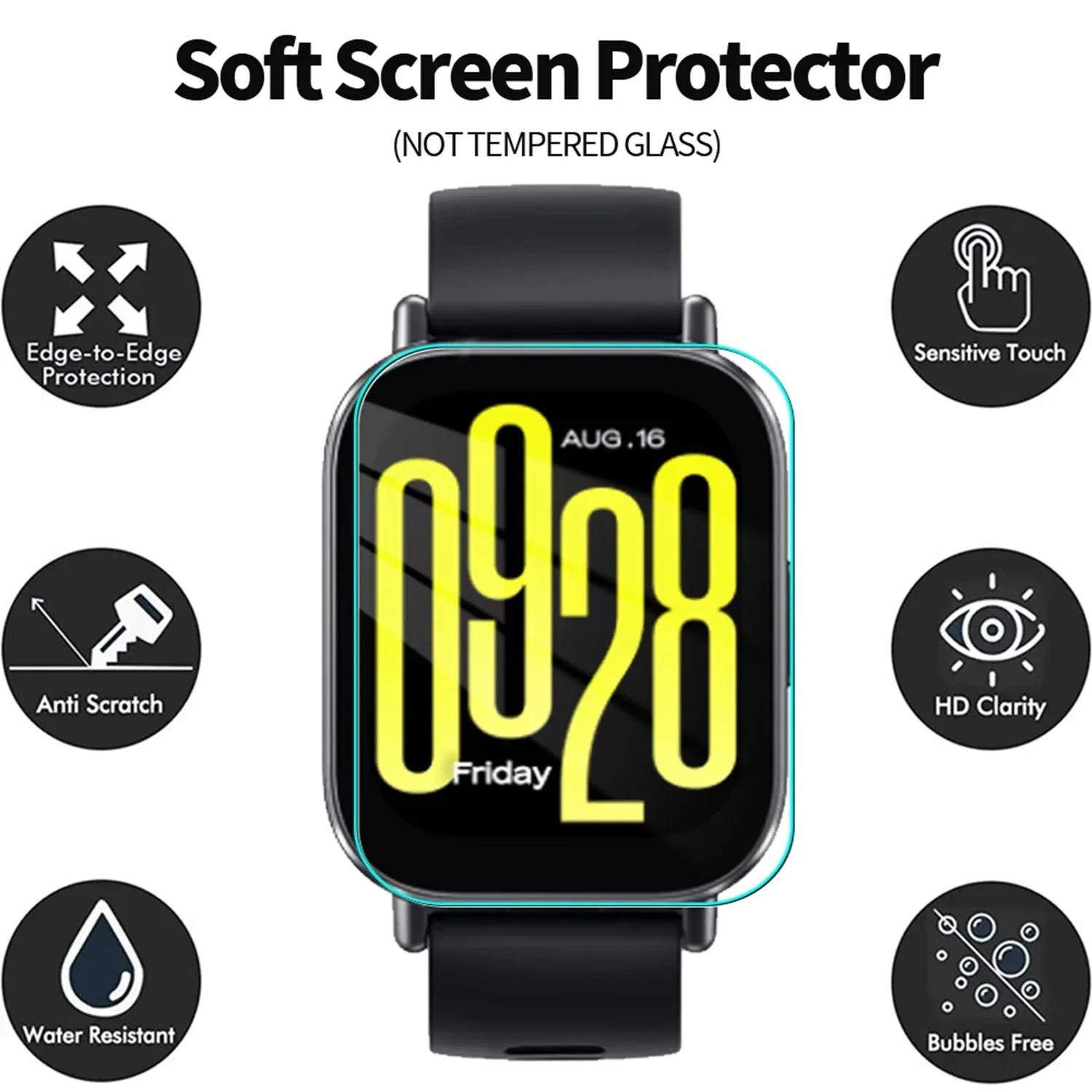 Clear Tempered Glass Film For Redmi Watch 5 Active Lite Anti-Scratch Full Coverage Protective Screen Protector For Redmi 5Active