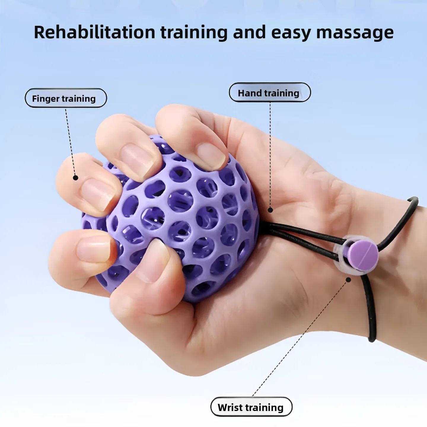 3D Printed Resin Hand Grip Ball Purple Breathable Antibacterial Finger Strength Rehabilitation Trainer for Seniors 손 재활 볼