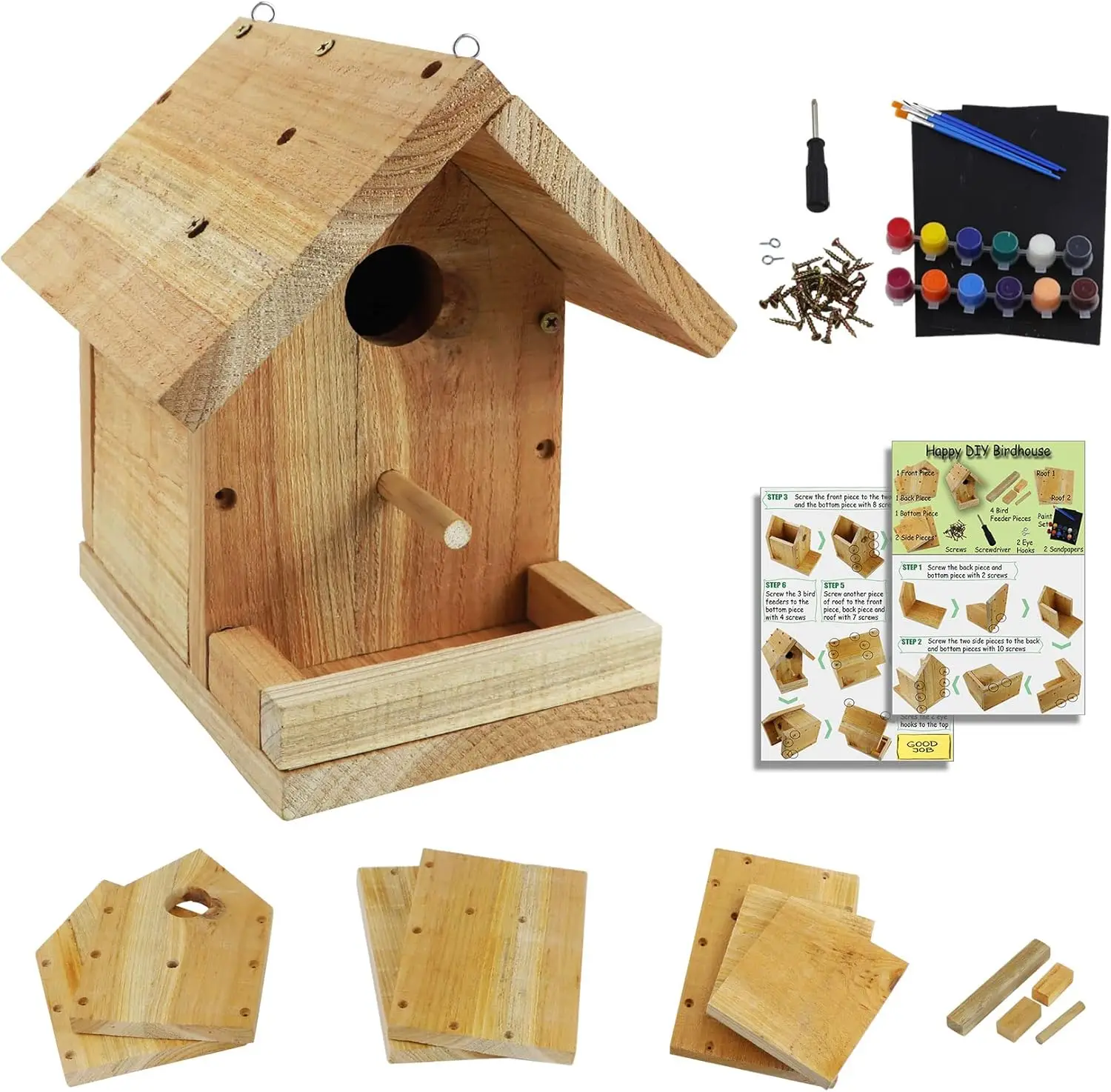 

DIY Birdhouse Kit with Paint Set - Kids' Wood Craft Kits - Make a Bird House Kit for Kids - DIY