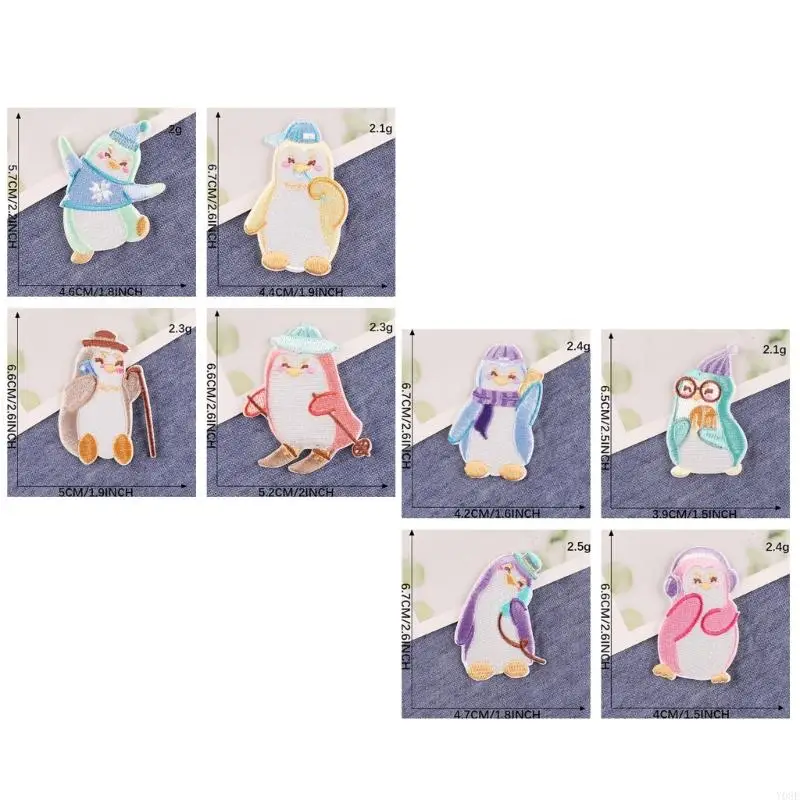 8 Pcs Animal Embroidered Patches Sewing Patches Cartoon Penguins Iron on Patches Y08E
