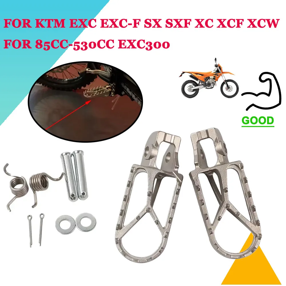 

For KTM EXC EXC-F SX SXF XC XCF XCW 85cc-530cc EXC300 2017 - 2023 Motorcycle Precision Cast Footpegs Footrest Foot Pegs Pedals