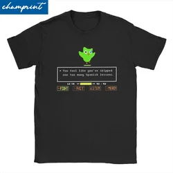 Duolingo Cartoon T-Shirt for Men Women Novelty Cotton Tees Round Collar Short Sleeve T Shirts Printed Tops