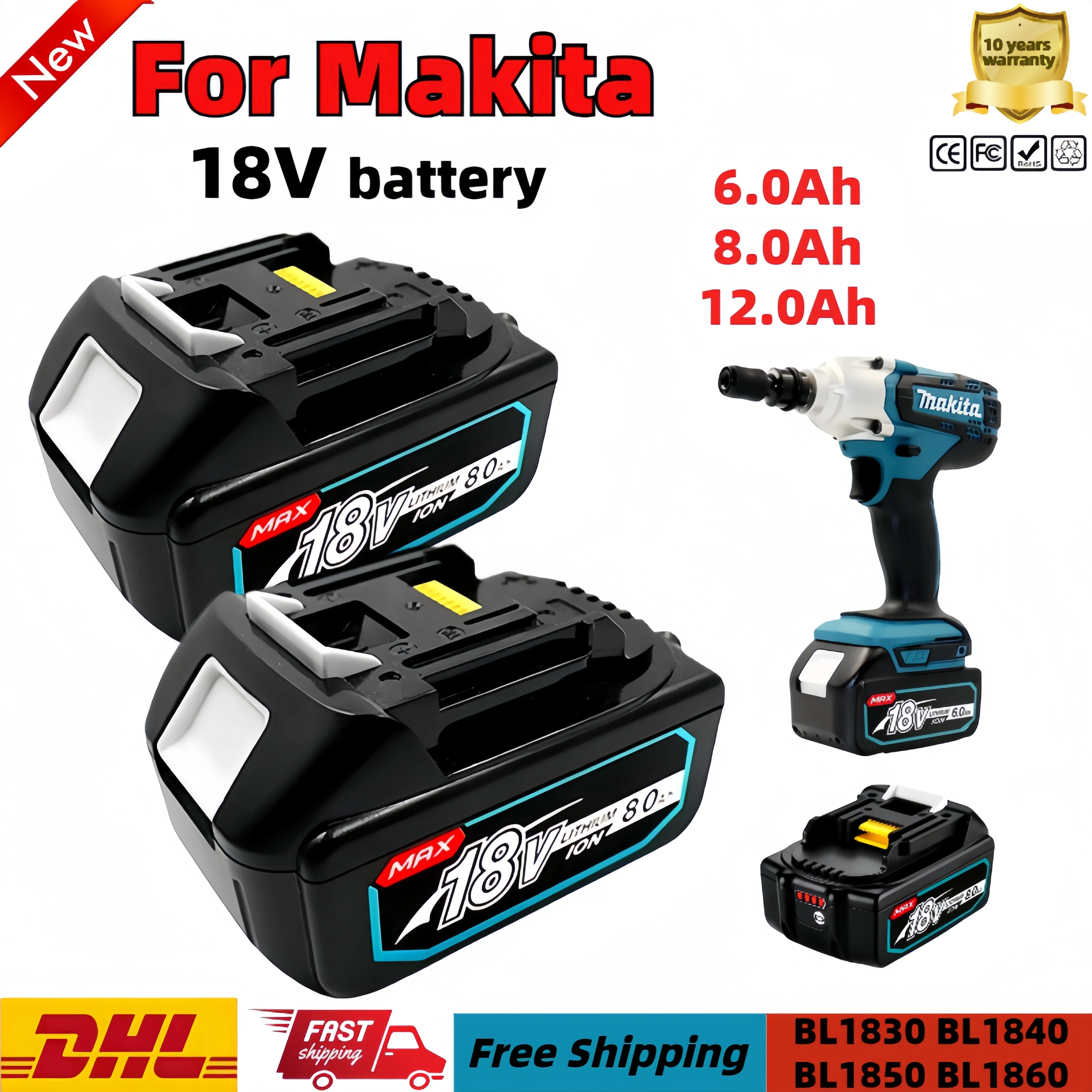 

For Makita 18V 8.0Ah Rechargeable Battery For Makita Power Tools with LED Li-ion Replacement LXT BL1860 1850 volt 8000mAh