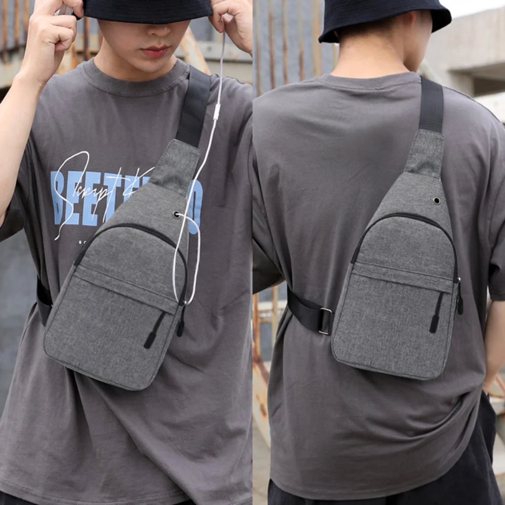 Bolso de pecho de hombro para hombre, bandolera deportiva corta de lona para la escuela, tendencia al aire libre, para teléfono móvil