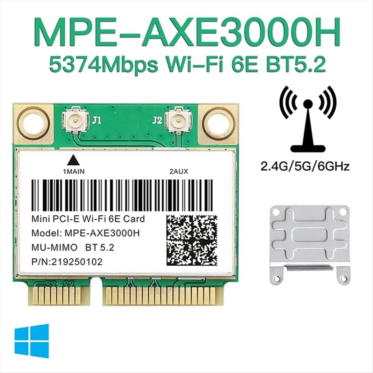 T35C Tri Band 5374Mbps WiFi 6E -AXE3000H AX210 Wireless Card BT 5.2 for PCIE Wi-Fi Adapter Win10 for Desktop/Laptop