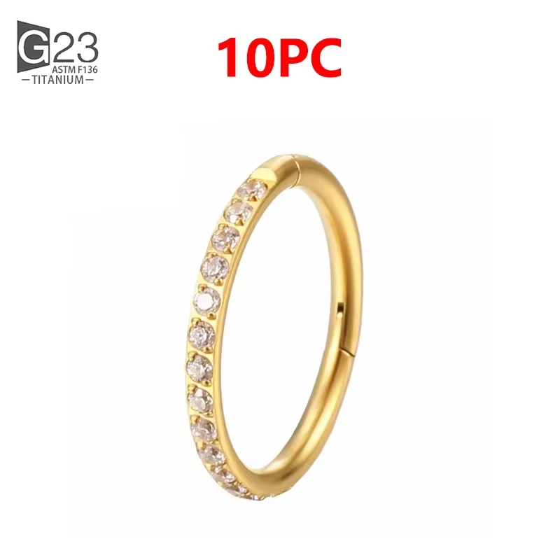 1/10 Stuks G23 Titanium 14G/16G/18G Neuspiercings Scharnierende Segment oorkraakbeen Tragus Oorbellen Hoops Septum Clicker Piercing Sieraden