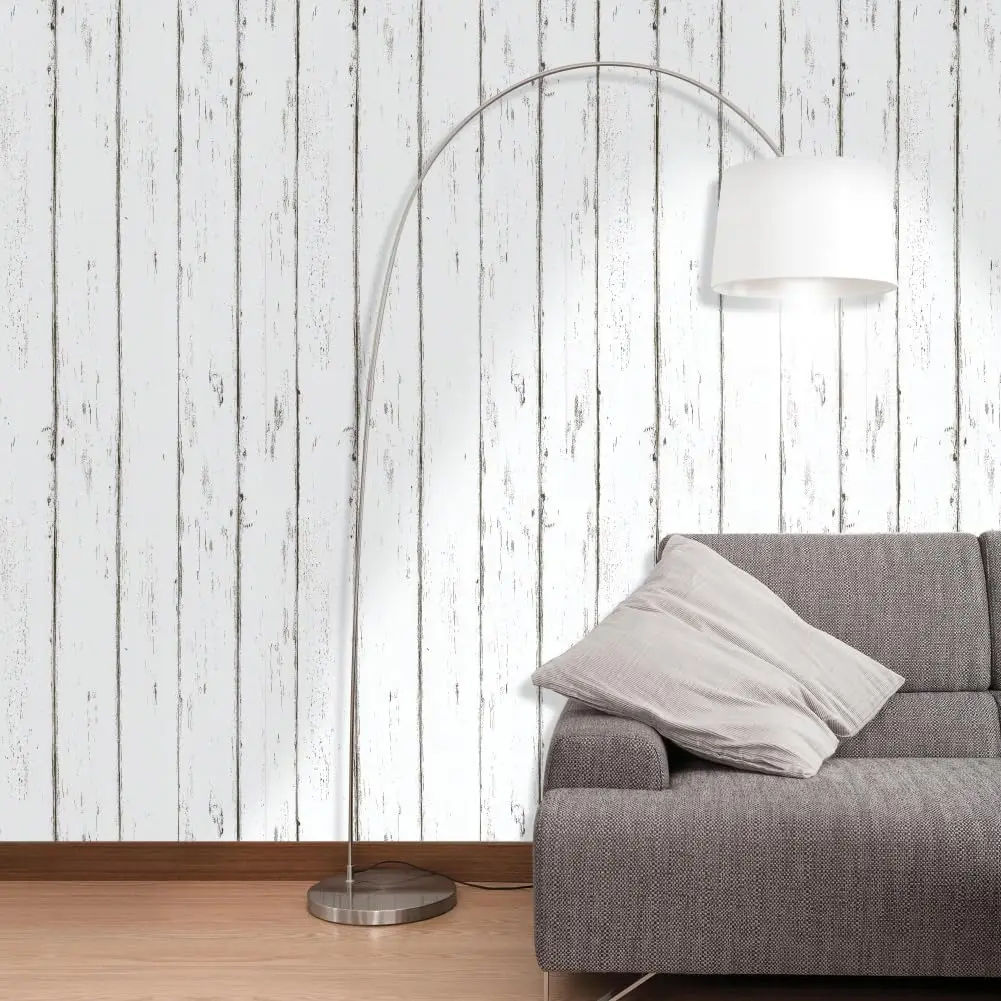 White wooden wallpaper peeling self-adhesive detachable wallpaper children\'s room bedroom wall DIY home decoration wall sticker