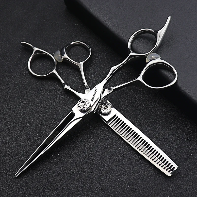 Axemoore VG10 Steel Hairdressing Scissors Silver Hair Scissors Hairdressing Cutting Scissors and Thinning Scissors