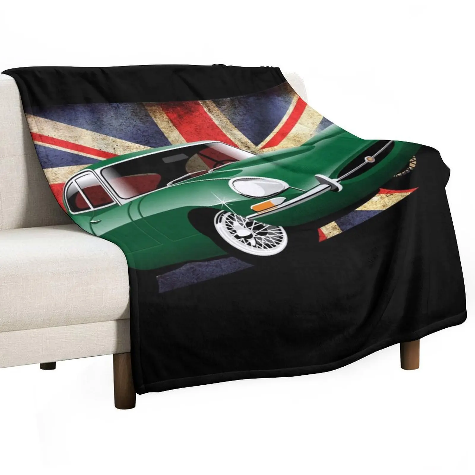 E-type series 1 coupe - green Throw Blanket Comforter Decorative Throw Flannel Fabric funny gift Blankets