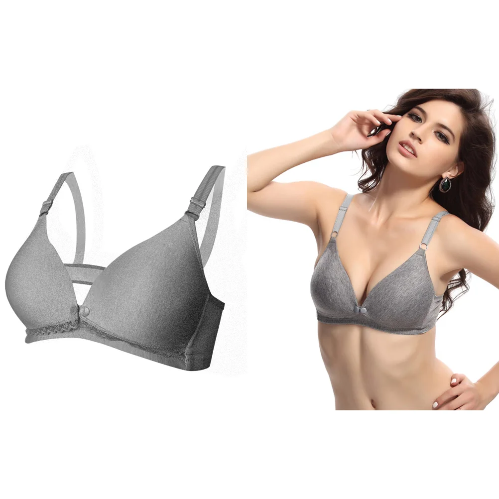 

Women's Silver Gray Nursing Bra 80c Front Button Seamless Breastfeeding Maternity Bra Comfortable Adjustable Strap