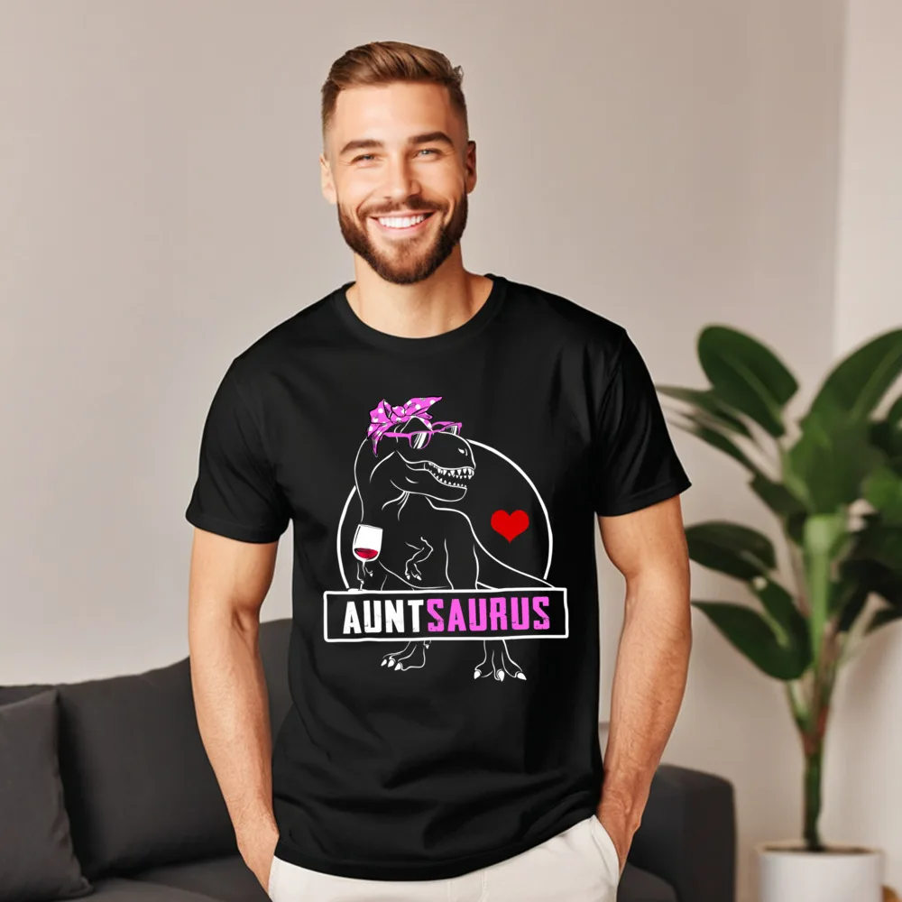 Funky Mens Tshirts Funny Aunt Saurus Dinosaur Women Graphic Tops & Tees 100% Cotton Short Sleeve Design Tops Tees Round Collar