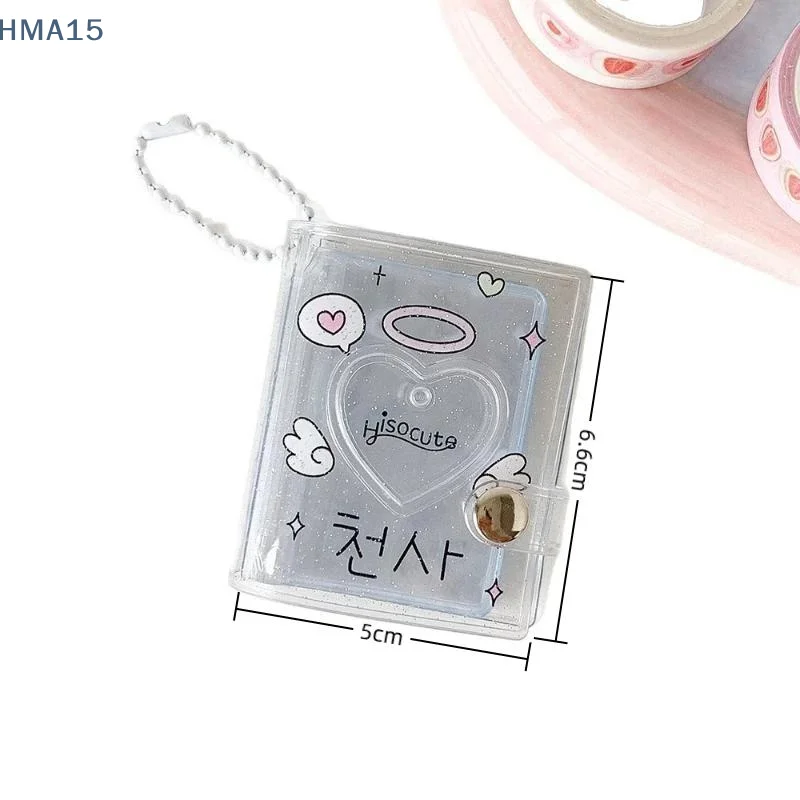 【YA】2-in-1 Mini Photocard Holder 2 Inch Pocket Photo Album Fashion Keychain Pendant for Kpop Fans Collection School Bag Decor