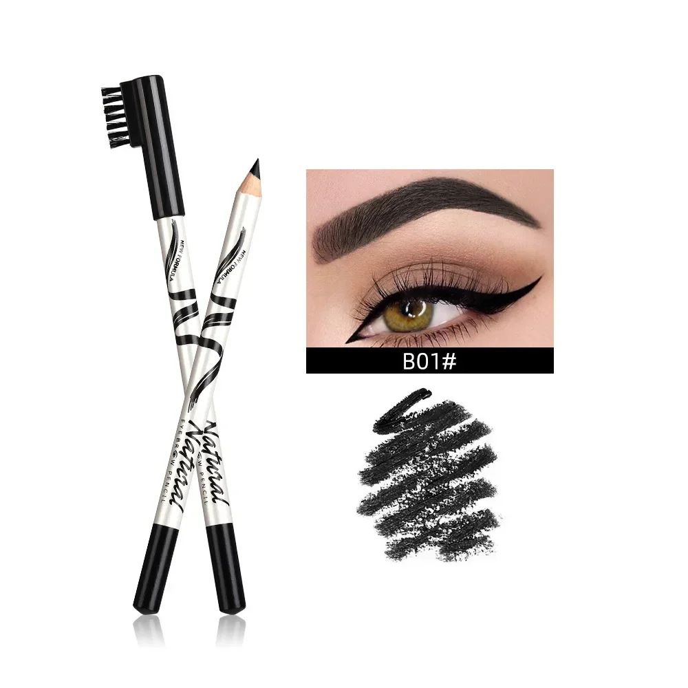 New Korean Double Eyebrow Pen with Brush Toothbrush Head Eyebrow Pencil Multifunctional Waterproof Long Lasting Makeup