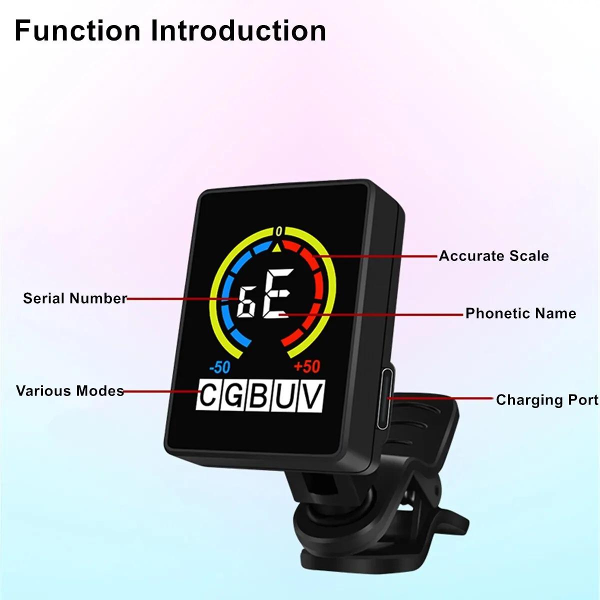 Accessories Guitar Tuner Micro Headstock USB Charging Tuner Tuner for Acoustic Electric Guitar Bass Mandolin Banjo Ukelele