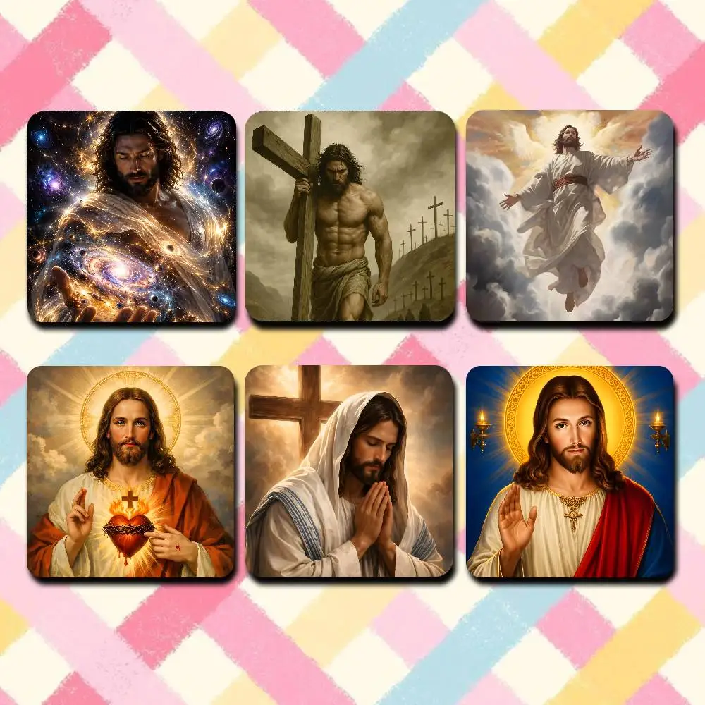 Jesus Christ Black Square Cute Cartoon Anime Refrigerator Magnets Soft Magnetic Heat Transfer Refrigerator Magnets Gift
