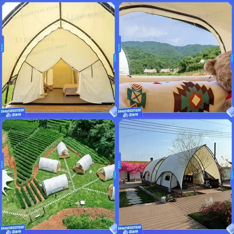 2024 New Design Double-Layer Sailboat Shape Glamping Tents All Seasons Waterproof UV 50+ for Outdoor Exhibitions