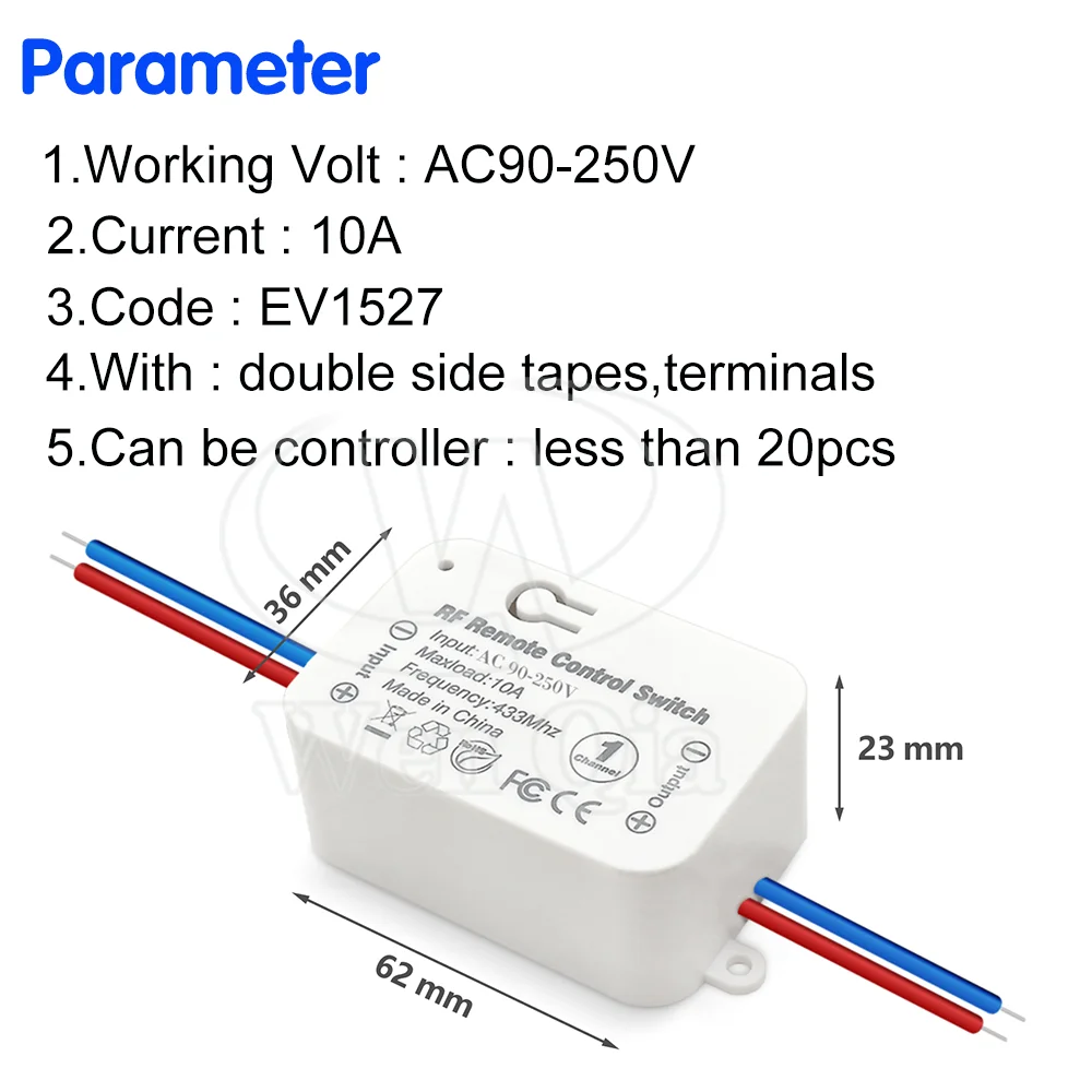 433 Mhz Remote Control Wieless Remote Control Switch 220V RF Relay Receiver ON OFF Button RF Transmitter For Light Lamp Bulb