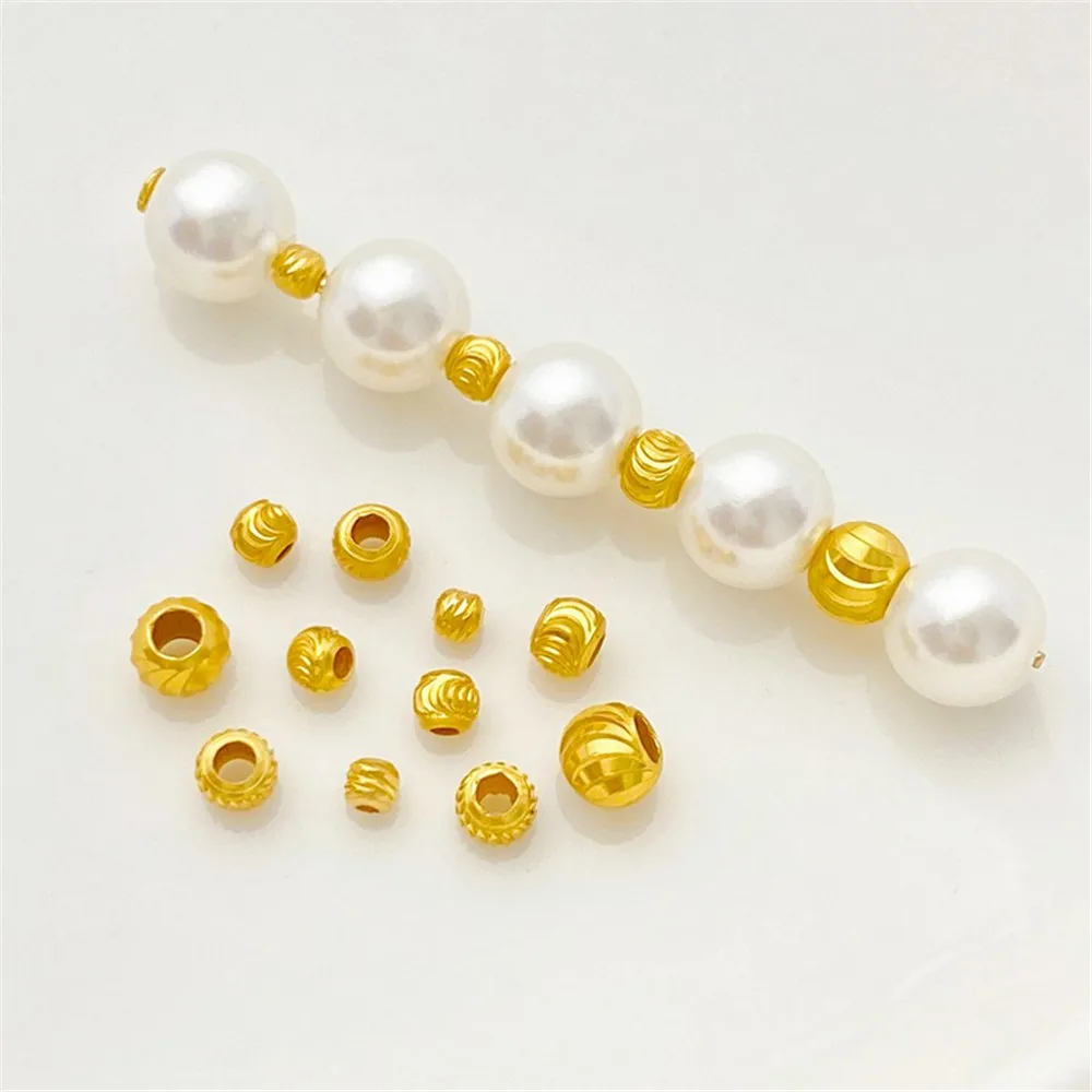 

S925 Silver-plated Cross-cut Flower Beads Round Beads Loose Beads Handmade DIY String Bracelet Necklace Jewelry Material Accesso