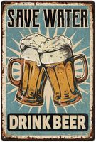 T Beer Metal Sign Bar Tin Signs Save Water Drink Beer Vintage Art Sign Retro Metal Poster Funny Beer Sign for Bars Pub Playroom