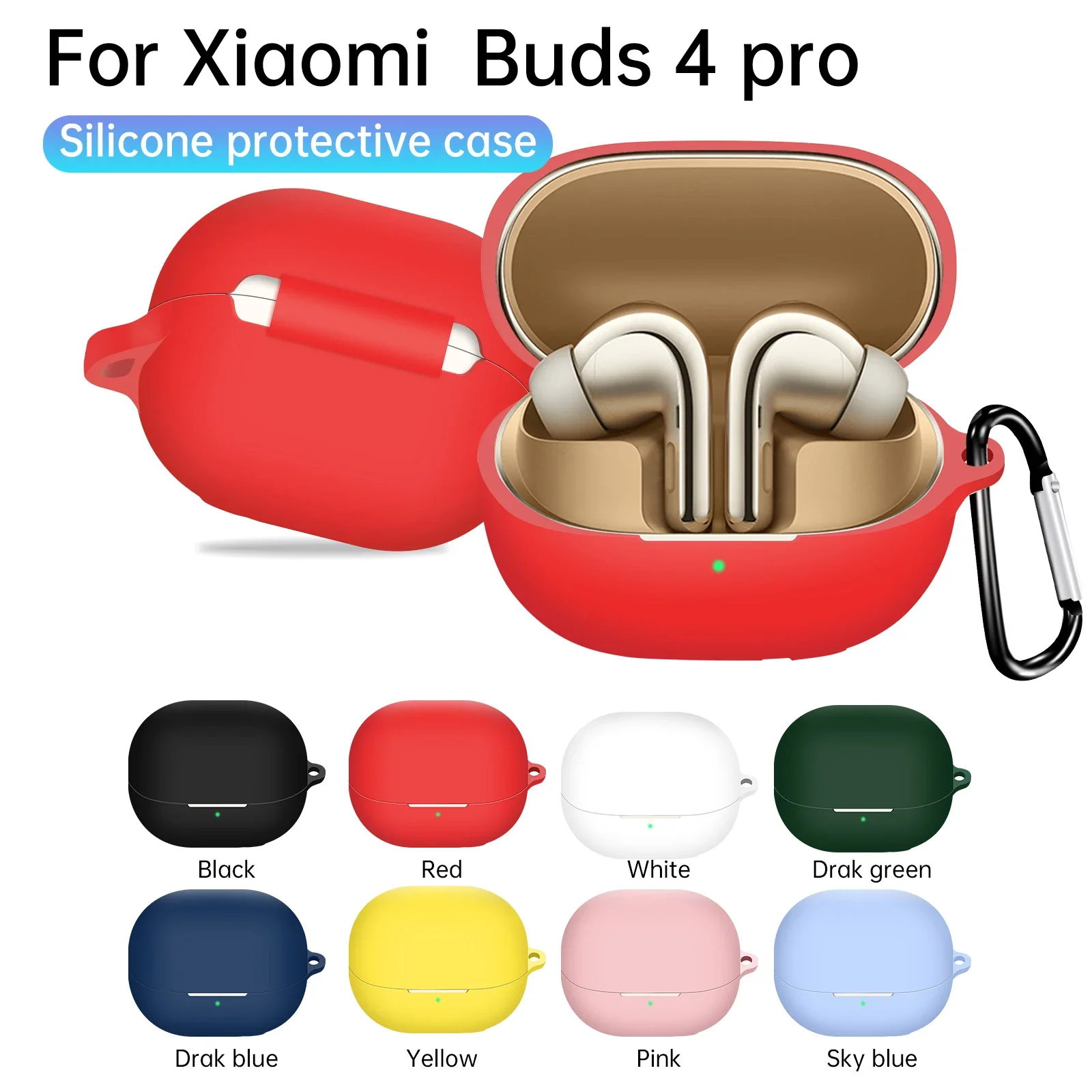 for Xiaomi Buds 4 Pro Case Buds4Pro Silicone Earphone Protective Cover Shockproof with Hook