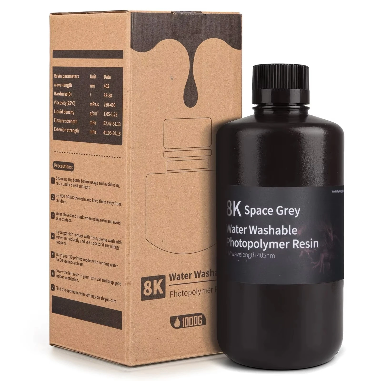 1kg Space Gray Water Washable UV Photopolymer Resin Compatible With 8K Screen LCD MSLA Light Curing Desktop 3D Printing Liquid