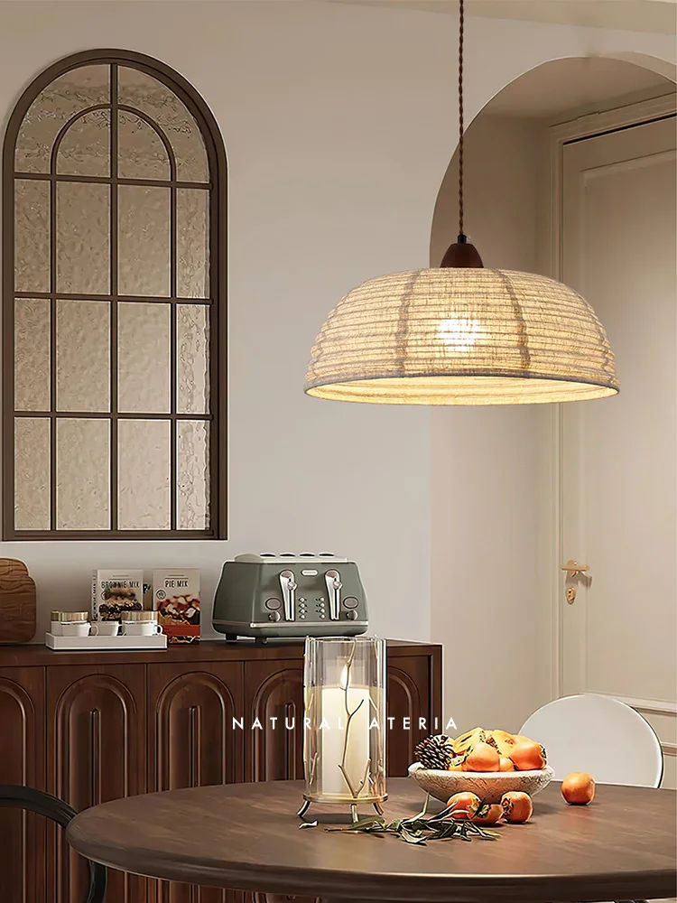 

Wabi Sabi pendant light Japanese wooden fabric pendant light home decoration dining table kitchen island lighting