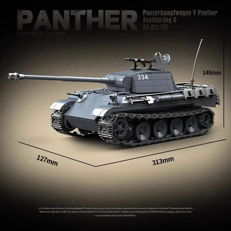 Military World War II Series Panther Type-G Tank Building Block Toy Collection Model Children For Christmas And Birthday Gifts