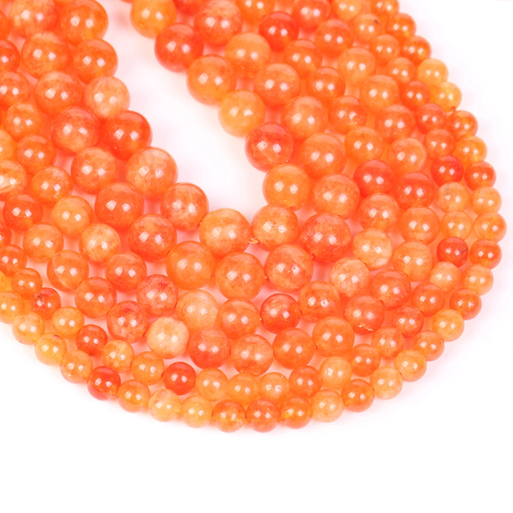 6 8 10mm Natural Stone Beads Orange Sunstone Spacer Loose Round Beads For Jewelry Making DIY Bracelets Accessories
