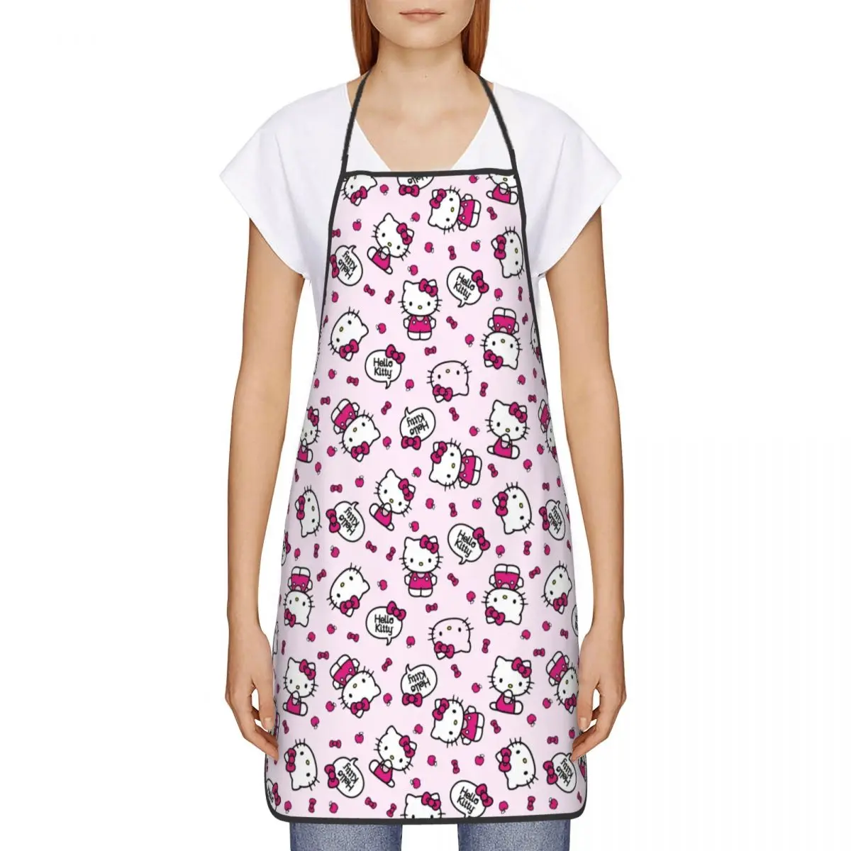 Funny Knit Apron Men Women Unisex Kitchen Chef Hello Kitty Tablier Cuisine for Cooking Baking Gardening