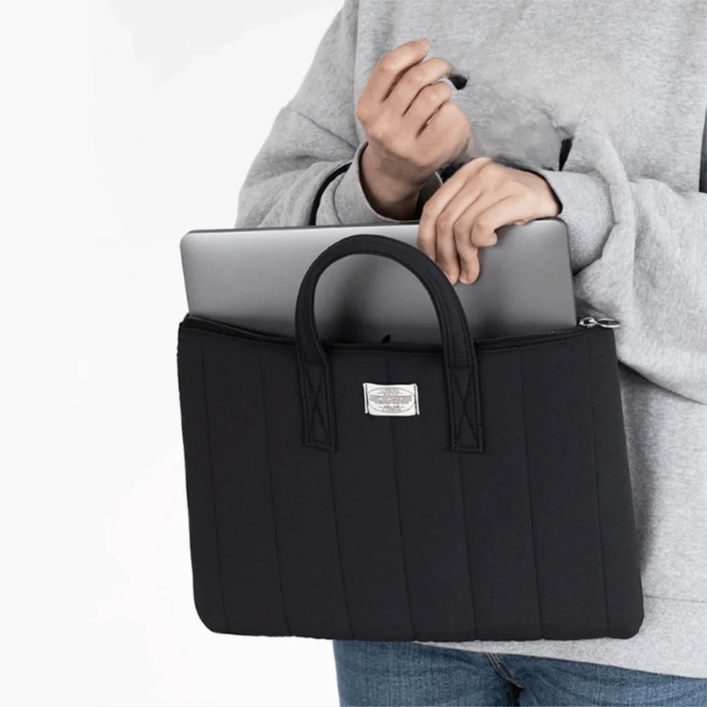 Stylish Shockproof Laptop Handbag Breathable Large Capacity Computer Bag Solid Color 13/14inch Laptop Sleeve Business Trip