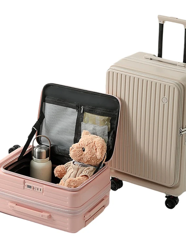 2025 Nueva maleta de viaje ligera expandible extra grande con apertura frontal ex Fre Sle Cierre de cremallera de poliéster U...