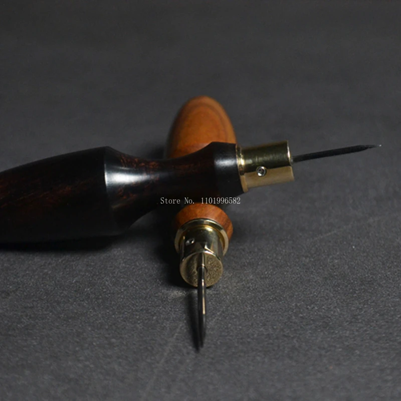 Homemade Handmade Leather Piercing Tools Awl Solid Wood Olive Cone Flat Cone DIY Leather Crafts To Make Through Hole Utensils image 5