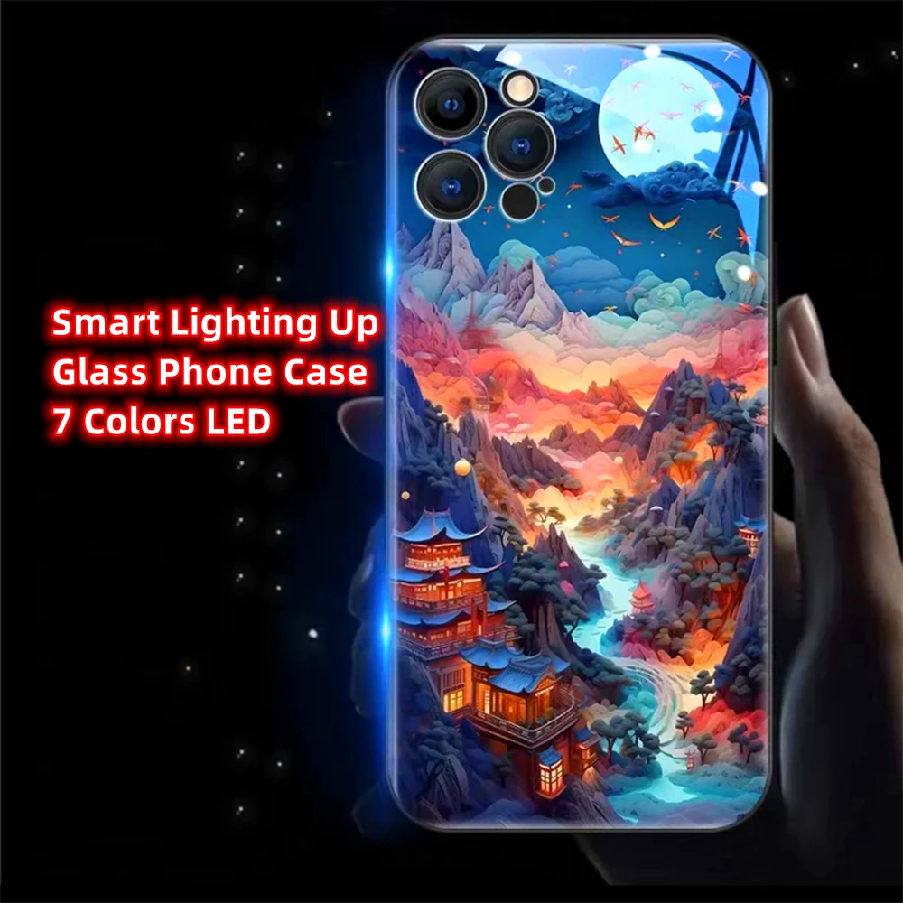 

Luminous Dream In Wonderland LED Calling Light Flash Phone Case For iPhone 15 14 13 12 11 Pro Max XR XS Plus 6 7 8 SE2020