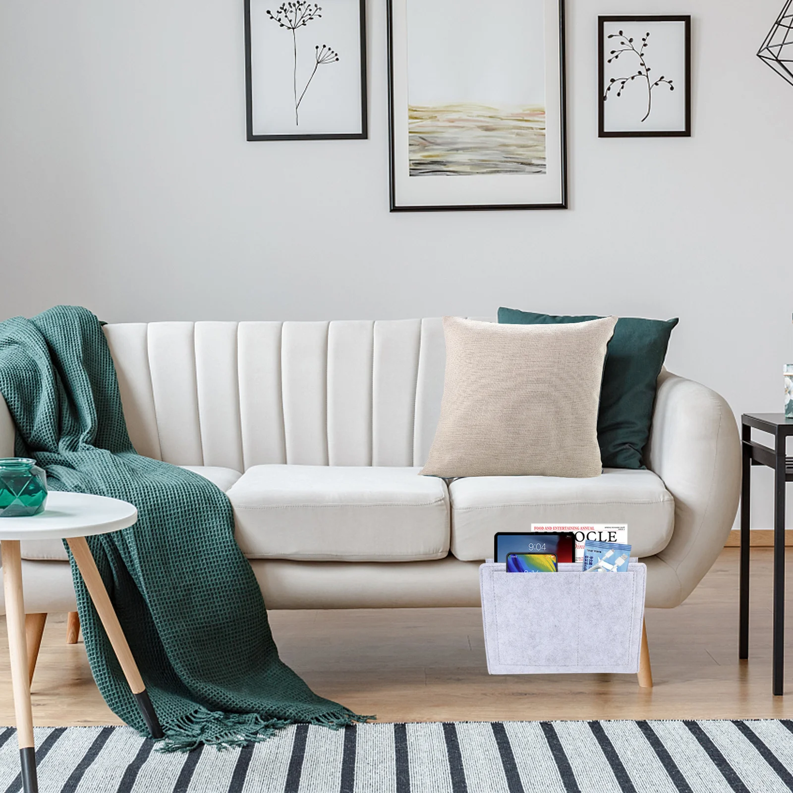 

Storage Pocket Felt Hanging Bag For Bedside Hanging Organizer For Phone Book Tablet Dorm Room Home Sofa Arm Pouch