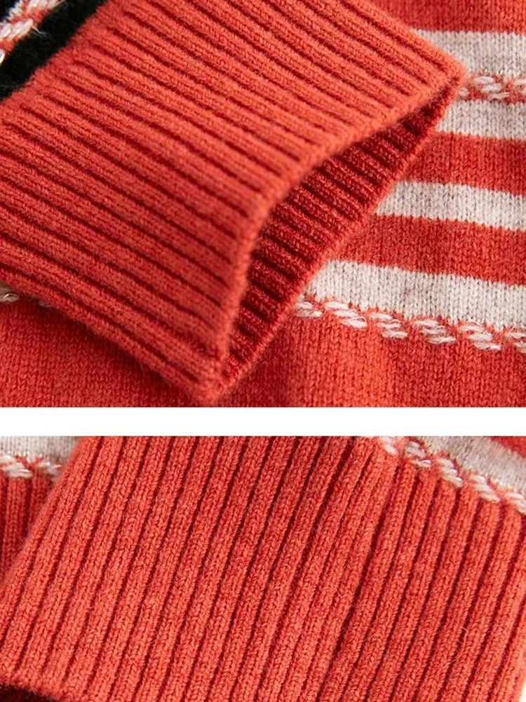 Korean Fashion Sweaters For Women Long Sleeve Knitted Tops Casual Striped Pullovers Sweater 2023 Autumn Winter Womens Clothing